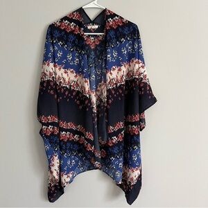Maurices Red, White, Blue Floral Kimono